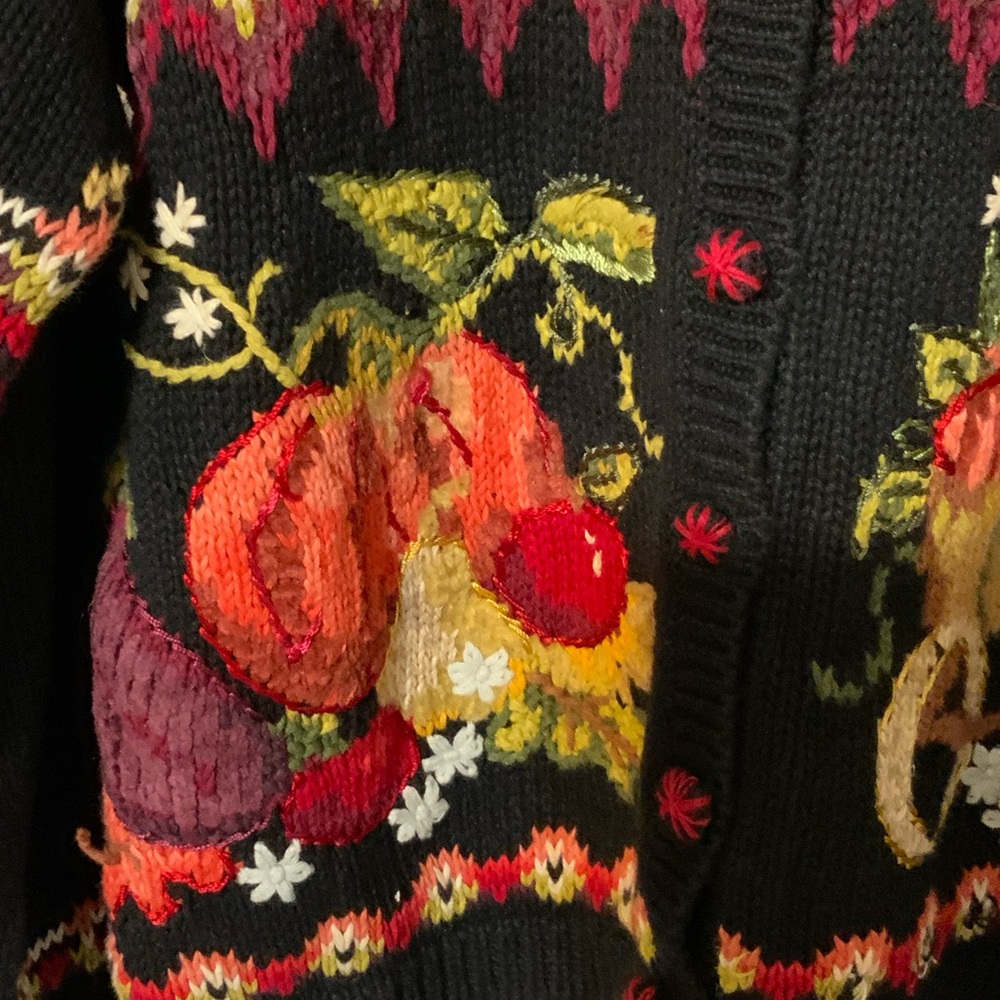 Black Floral Cardigan Sweater - Picture 6 of 8
